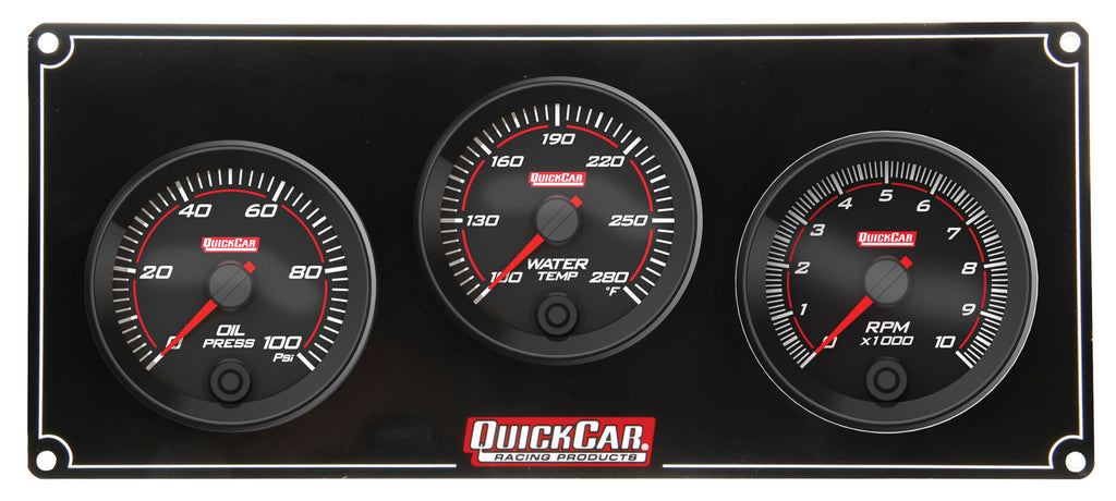 QUICKCAR RACING PRODUCTS 69-2231 - Redline 2-1 Gauge Panel OP/WT w/Recall Tach image