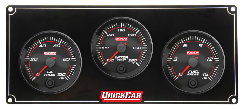 QUICKCAR RACING PRODUCTS 69-3012 - Redline 3 Gauge Panel OP/WT/FP image