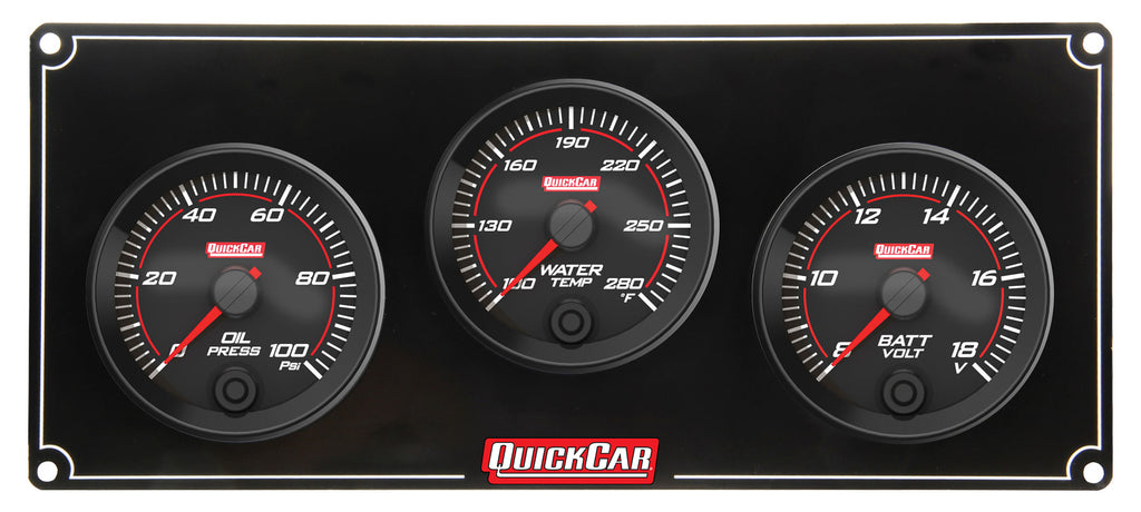 QUICKCAR RACING PRODUCTS 69-3017 - Redline 3 Gauge Panel OP/WT/VOLT image