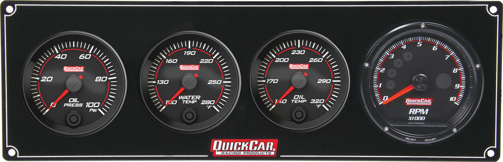 QUICKCAR RACING PRODUCTS 69-3041 - Redline 3-1 Gauge Panel OP/WT/OT w/Recall Tach image