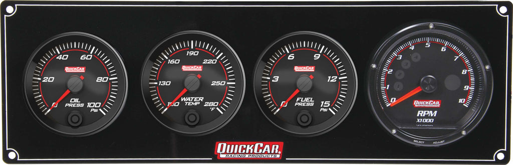 QUICKCAR RACING PRODUCTS 69-3042 - Redline 3-1 Gauge Panel OP/WT/FP w/Recall Tach image