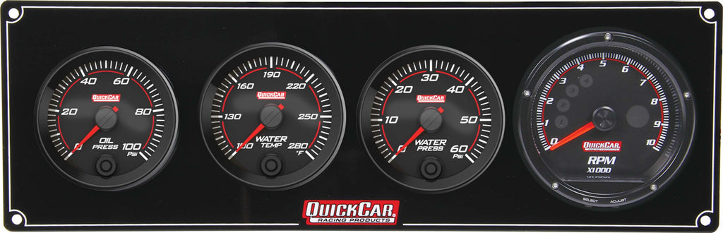 QUICKCAR RACING PRODUCTS 69-3046 - Redline 3-1 Gauge Panel OP/WT/WP w/Recall Tach image