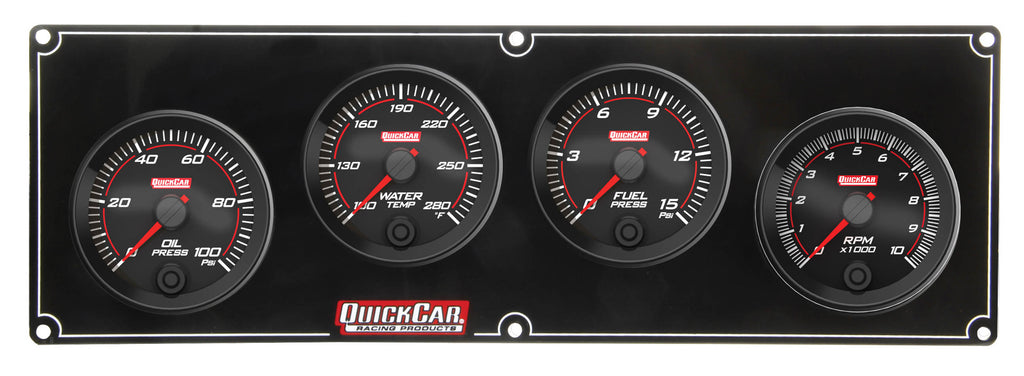 QUICKCAR RACING PRODUCTS 69-3242 - Redline 3-1 Gauge Panel OP/WT/FP w/2-5/8in Tach image