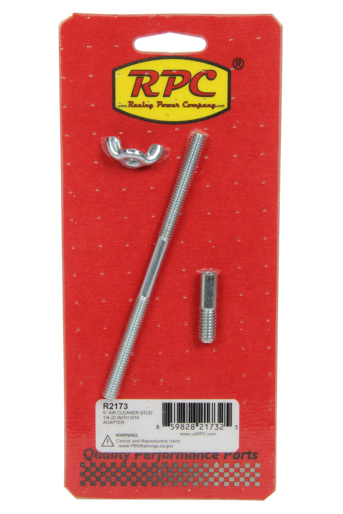 RACING POWER CO-PACKAGED R2173 - 5In Air Cleaner Stud 1/ 4-20 With 5/16 Adapter image