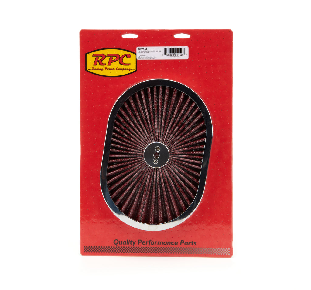 RACING POWER CO-PACKAGED R2215T - 12in Super Flow Oval Air Cleaner Red Mesh image