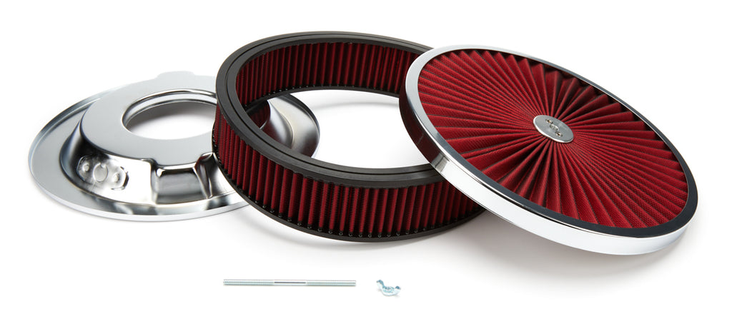 RACING POWER CO-PACKAGED R2236 - 14in X 3in Super Flow Air Cleaner Chrome/Red image