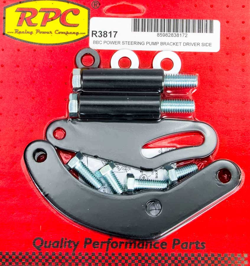 RACING POWER CO-PACKAGED R3817 - BBC Saginaw Power Steer Bracket Swp Black image