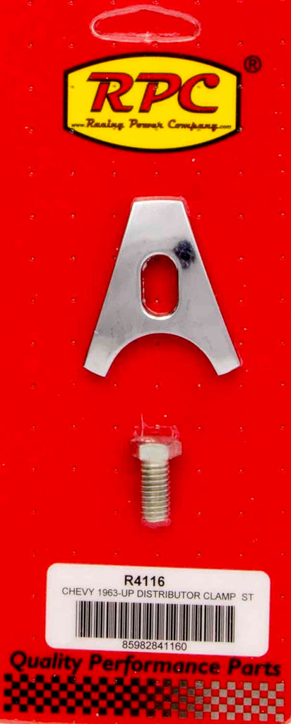 RACING POWER CO-PACKAGED R4116 - Chevy V8 OEM Style Distributor Clamp Chrome image