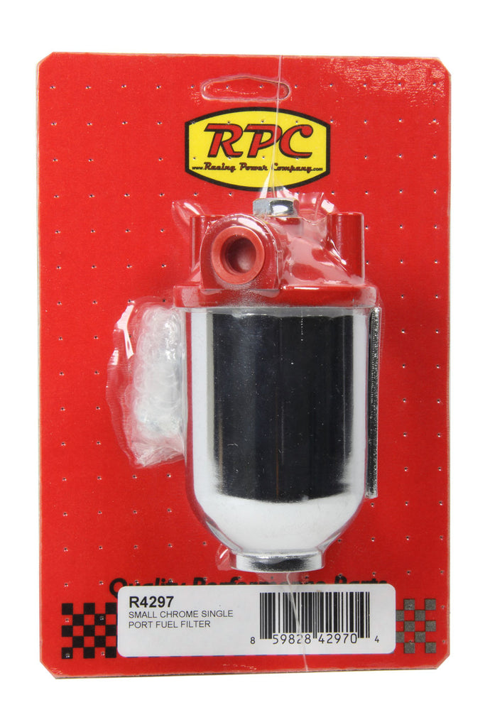 RACING POWER CO-PACKAGED R4297 - Small Chrome Single Por t Fuel Filter image