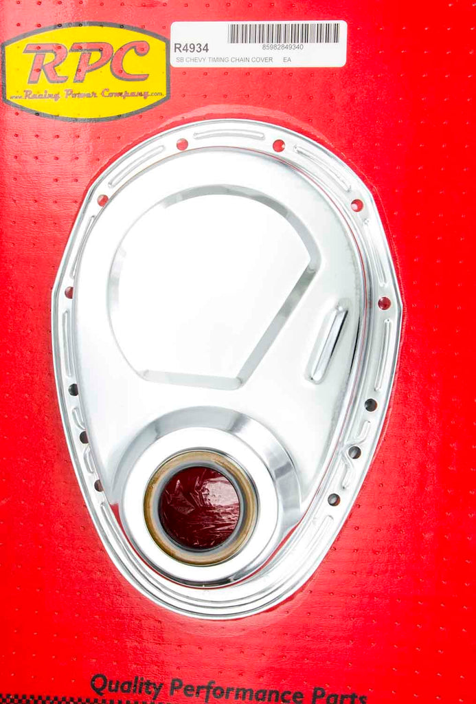RACING POWER CO-PACKAGED R4934 - SBC Steel Timing Chain Cover Chrome image