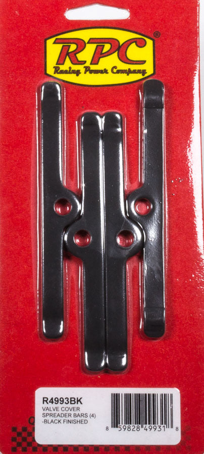 RACING POWER CO-PACKAGED R4993BK - Black SBC Valve Cover Spreader Bars 4-3/4in image