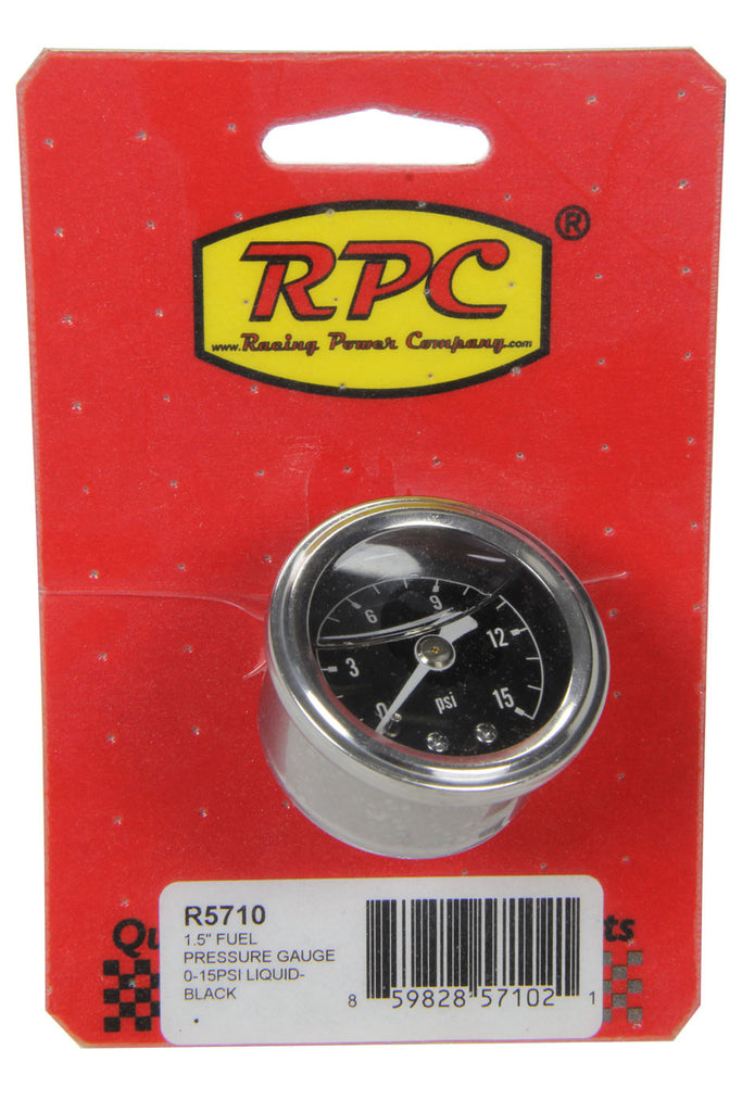 RACING POWER CO-PACKAGED R5710 - Liquid Filled Gauge Fuel Pressure 0-15 PSI image