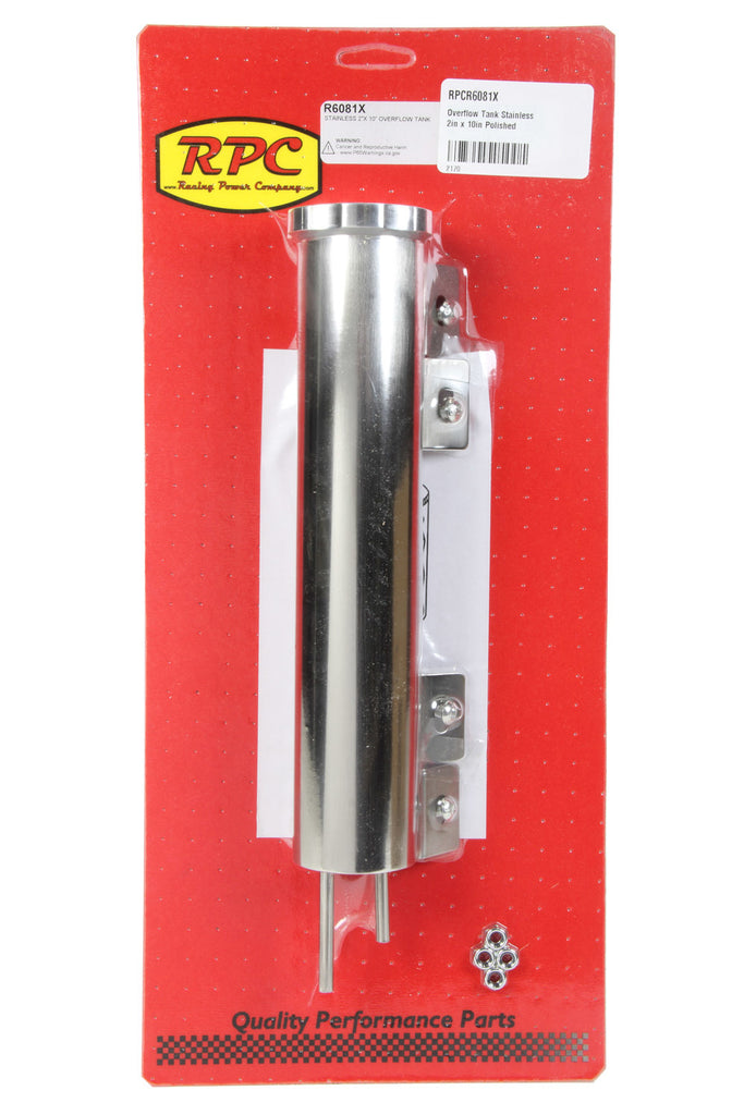 RACING POWER CO-PACKAGED R6081X - Overflow Tank Stainless 2in x 10in Polished image