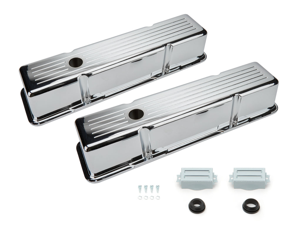 RACING POWER CO-PACKAGED R6130C - SBC Aluminum Valve Cover Chrome Ball Milled Pair image