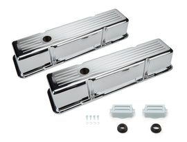 RACING POWER CO-PACKAGED R6130C - SBC Aluminum Valve Cover Chrome Ball Milled Pair image