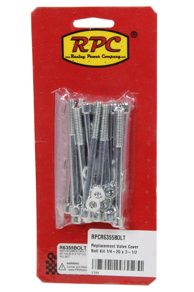 RACING POWER CO-PACKAGED R6355BOLT - Replacement Valve Cover Bolt Kit 1/4-20 x 3-1/2 image