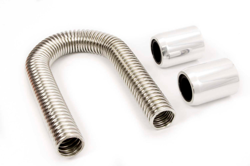 RACING POWER CO-PACKAGED R7301 - 12in Stainless Hose Kit w/Polished  Ends image