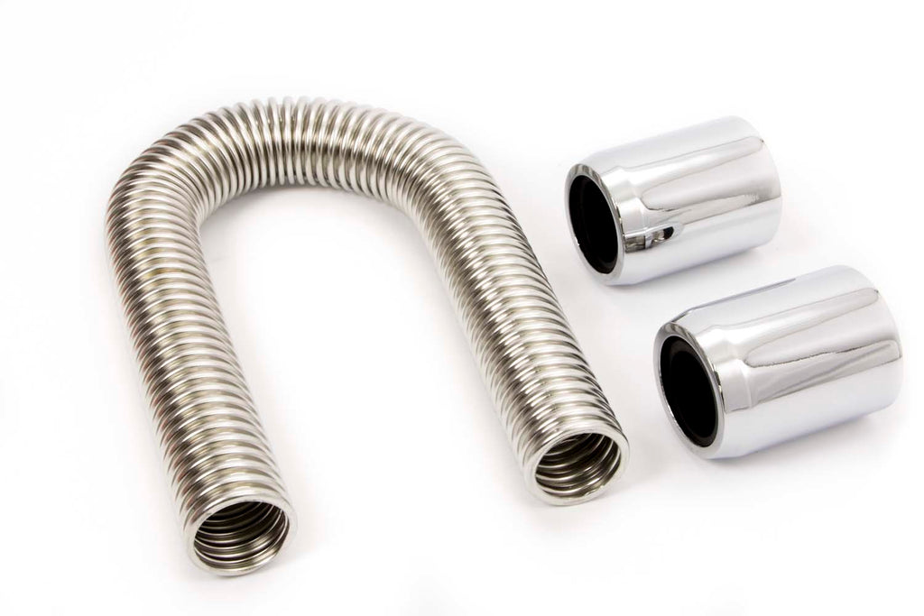 RACING POWER CO-PACKAGED R7302 - 12in Stainless Hose Kit w/Chrome ends image