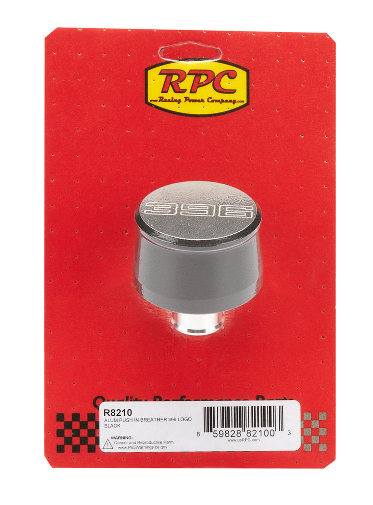 RACING POWER CO-PACKAGED R8210 - Valve Cover Breather 396 Logo Black Each image