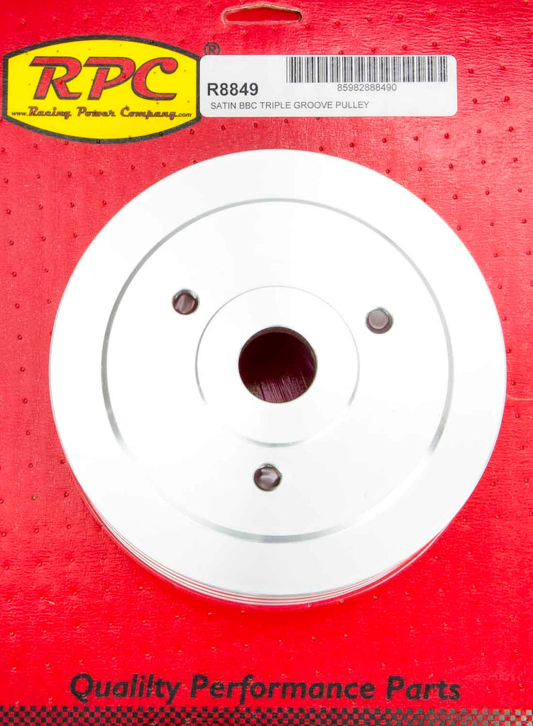 RACING POWER CO-PACKAGED R8849 - BBC SWP Triple Groove Lower Pulley Satin image