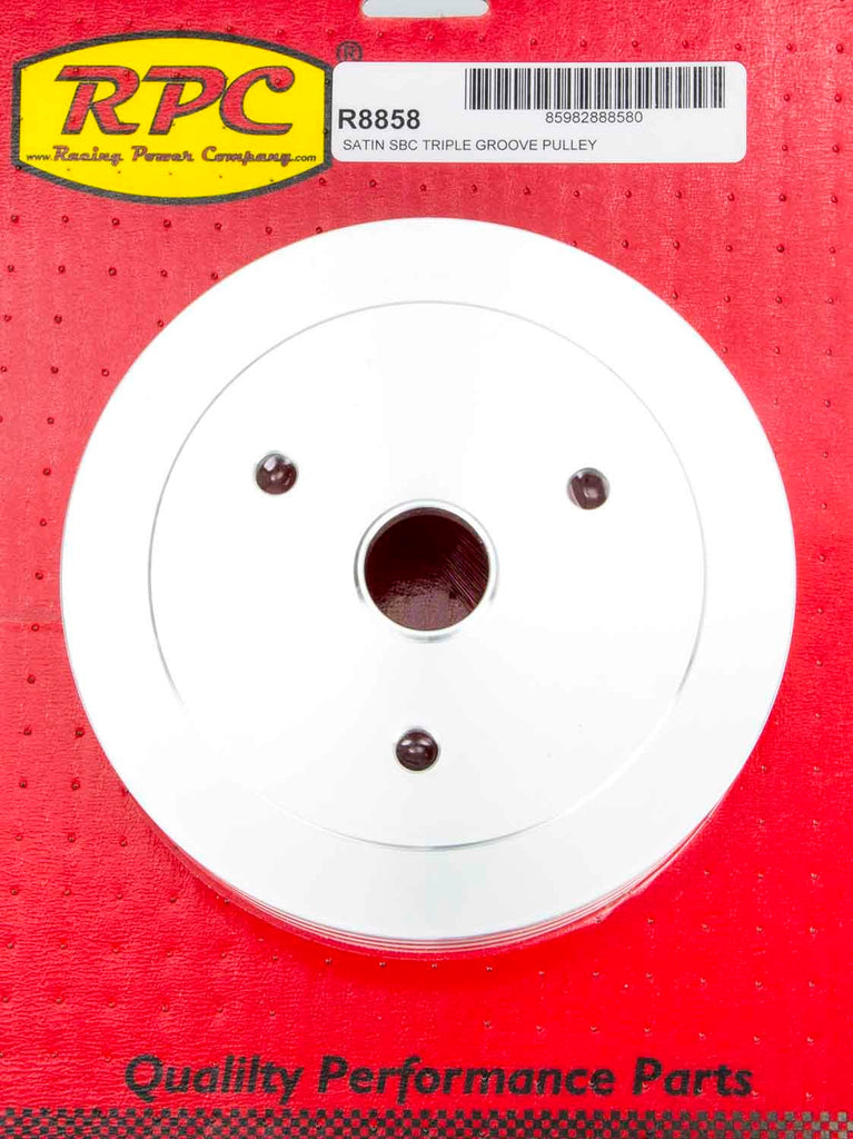 RACING POWER CO-PACKAGED R8858 - SBC Triple Groove Lower Pulley SWP Satin image