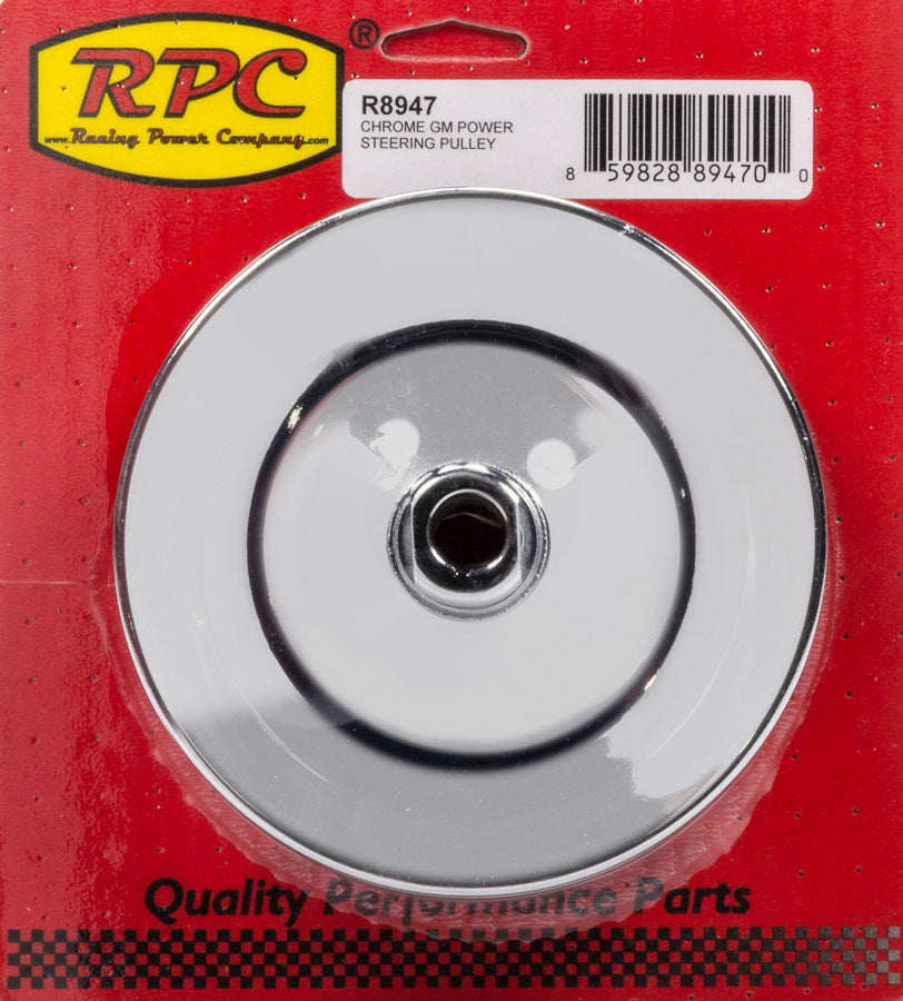 RACING POWER CO-PACKAGED R8947 - GM Power Steering Pulley 2 Groove Chrome image