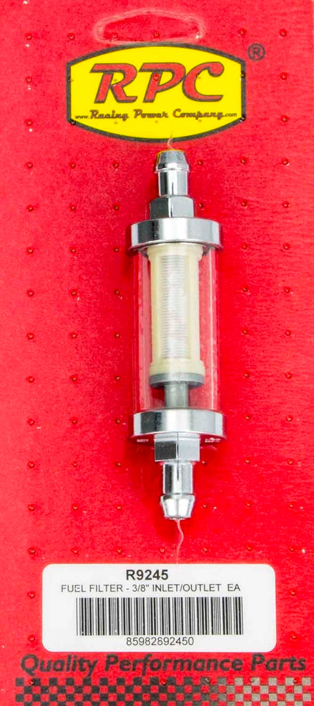 RACING POWER CO-PACKAGED R9245 - 3/8in Chrome/Clear Fuel Filter image