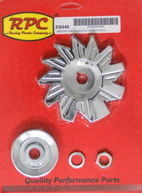 RACING POWER CO-PACKAGED R9446 - SIngle Groove Alternator Pulley And Fan Chrome image