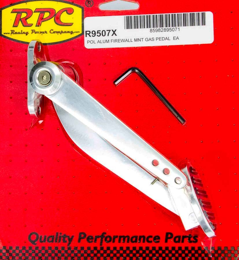 RACING POWER CO-PACKAGED R9507X - Polished Alum Firewall Mount Gas Pedal image