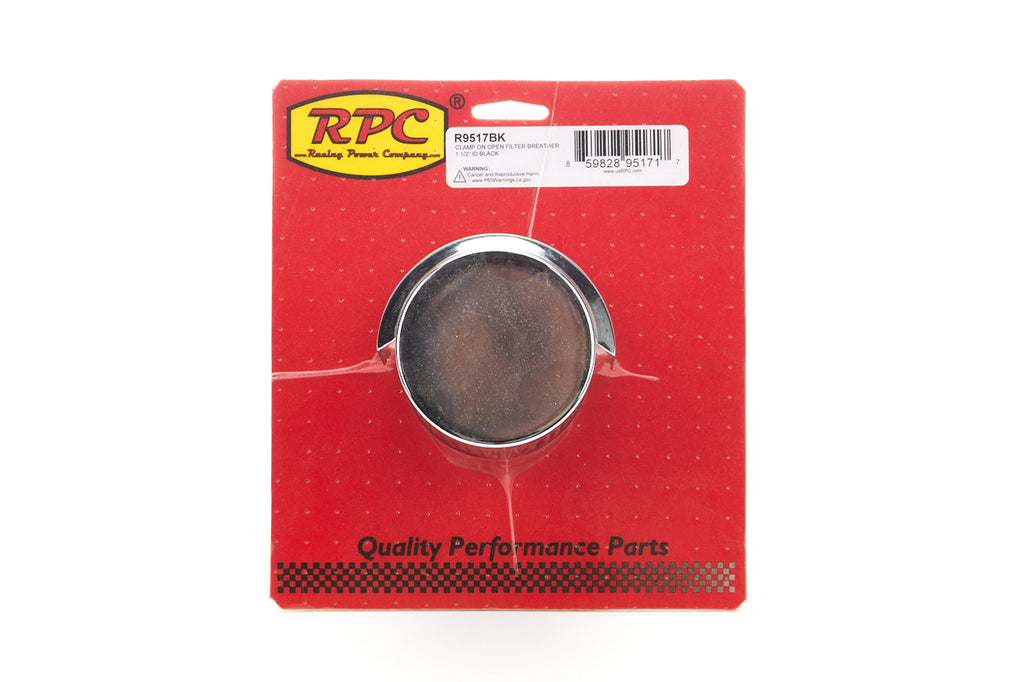 RACING POWER CO-PACKAGED R9517BK - Clamp-On Breather 3in Tall 1-1/2in ID Black image