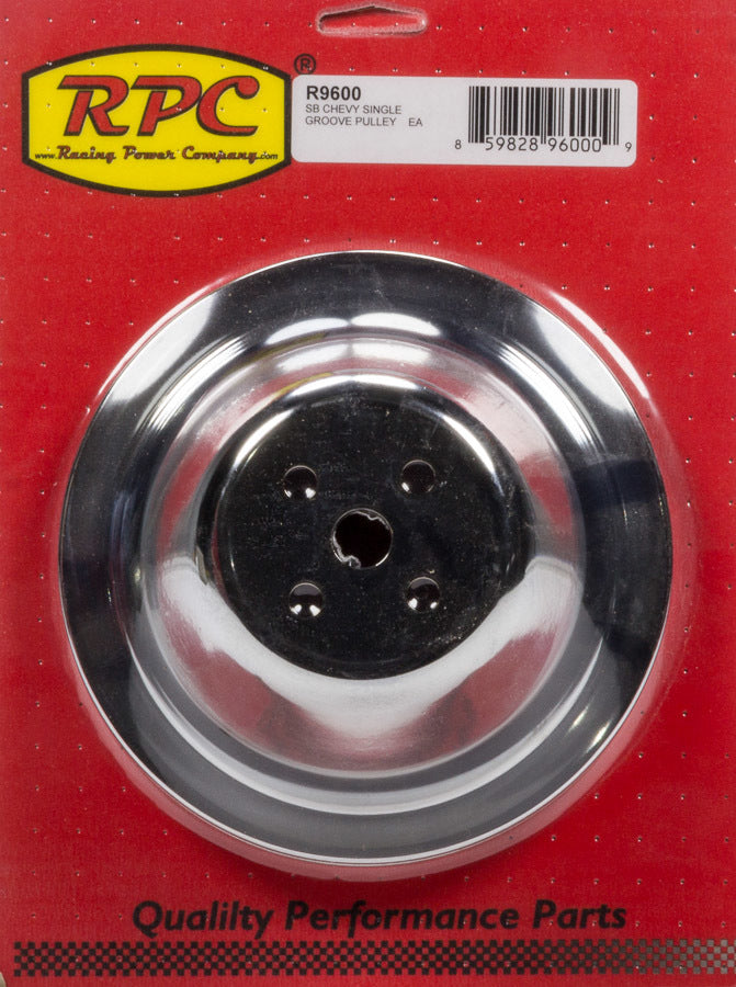 RACING POWER CO-PACKAGED R9600 - Chrome Steel Water Pump Pulley SBC Short 7.1 Dia image