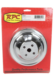 RACING POWER CO-PACKAGED R9601 - SBC SWP 2 GROOVE WATER P UMP PULLEY CHROME image