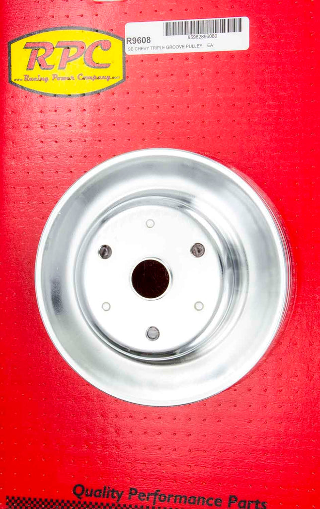RACING POWER CO-PACKAGED R9608 - Chrome Steel Crankshaft Pulley 3Groove Long WP image