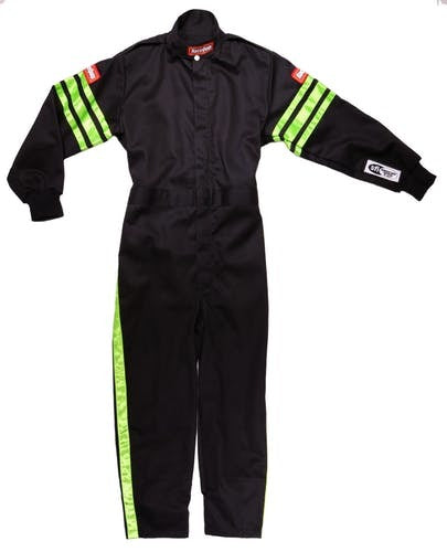 RACEQUIP 1950790 - Black Suit Single Layer Kids XX-Small Green Trim image