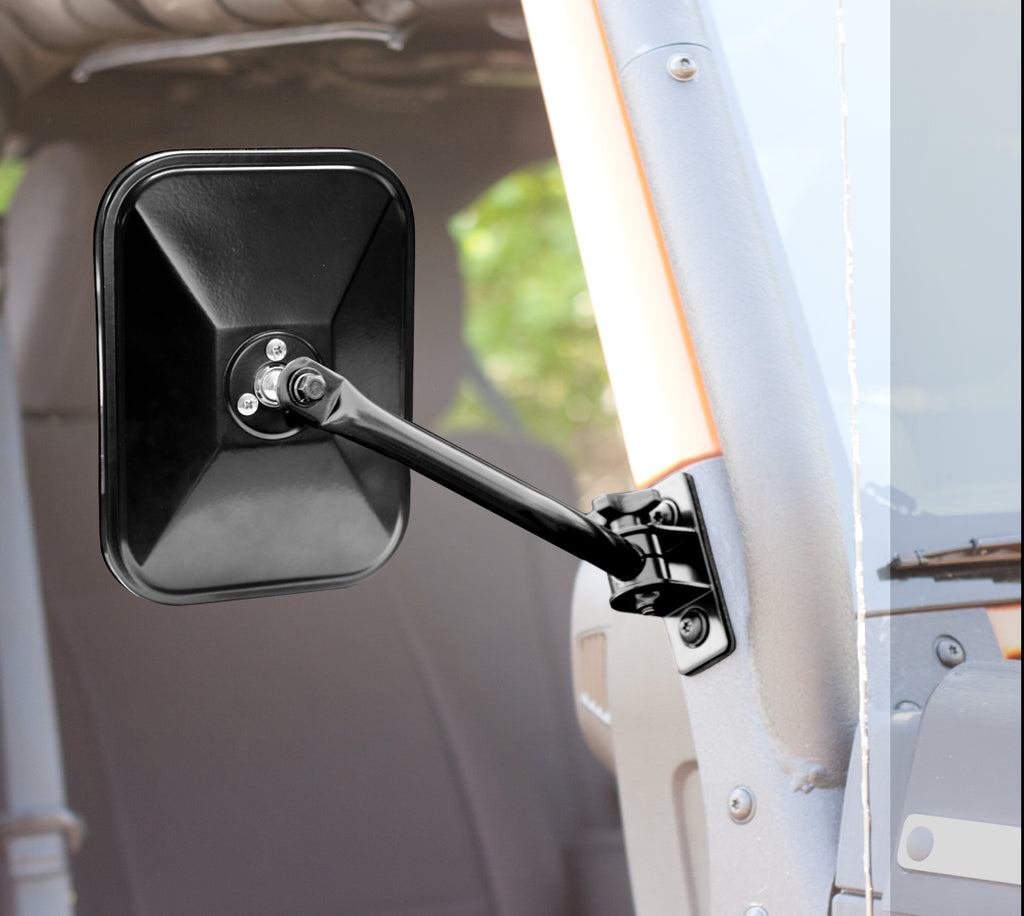 RUGGED RIDGE 11025.12 - Quick Release Mirrors Pa ir Black Rectangular image