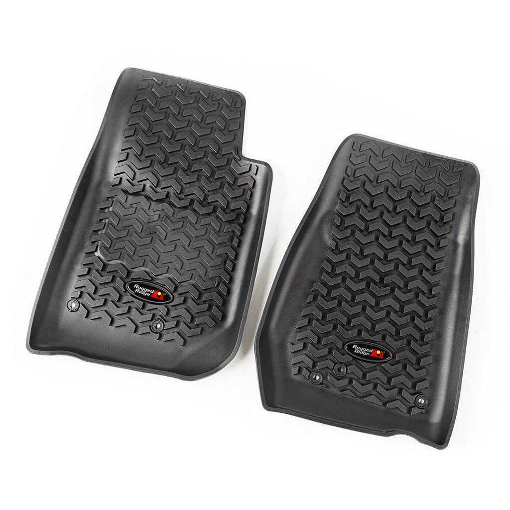 RUGGED RIDGE 12920.03 - Floor Liners Front Black 14-18 Jeep Wrangler image