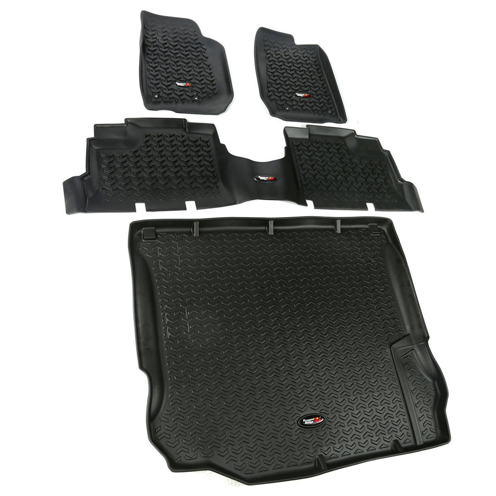 RUGGED RIDGE 12988.04 - Floor Liner Kit Black 4 Door 11-18 Jeep Wrang image