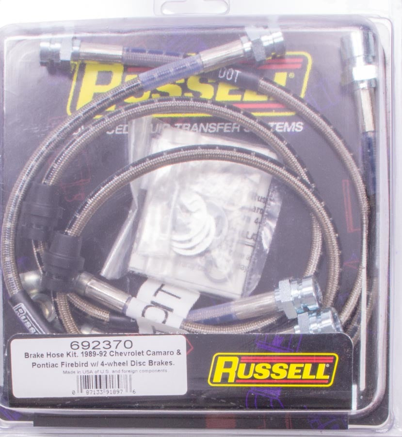 RUSSELL 692370 - Front Brake Hose Kit 89-92 Camaro image