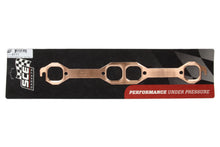 Load image into Gallery viewer, SCE GASKETS 4111 - 18 Degree SBC Copper Embossed Exhaust Gasket image