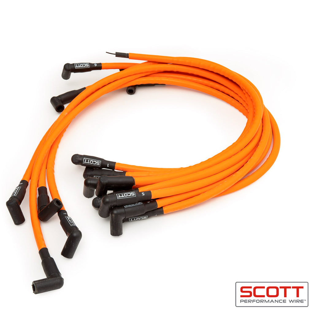 SCOTT PERFORMANCE CH-402-5 - SBC Spark Plug Wire Set 90-Degree - Orange image