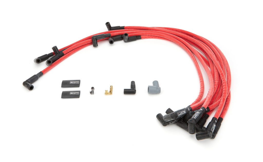 SCOTT PERFORMANCE CH-407-2 - SBC Spark Plug Wire Set 90-Degree - Red image