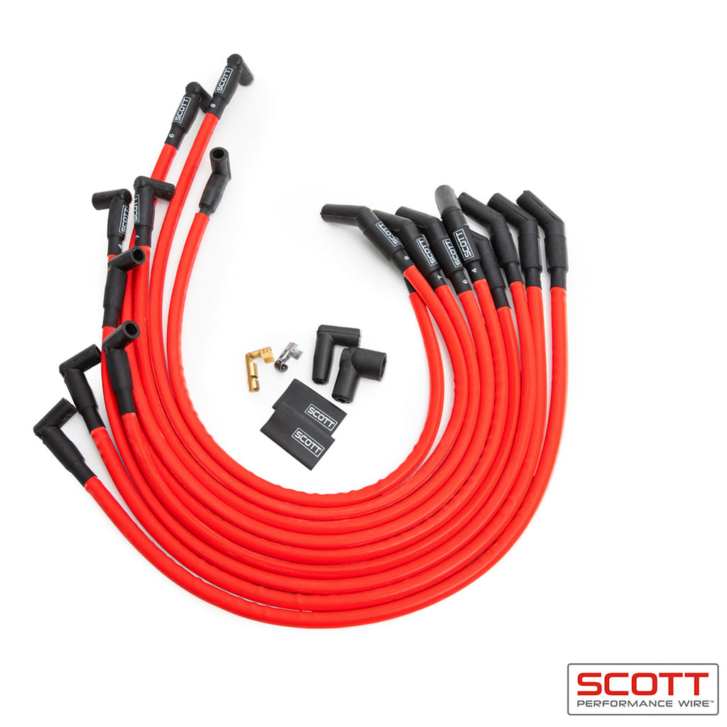 SCOTT PERFORMANCE CH-415-2 - BBC Spark Plug Wire Set 90-Degree - Red image