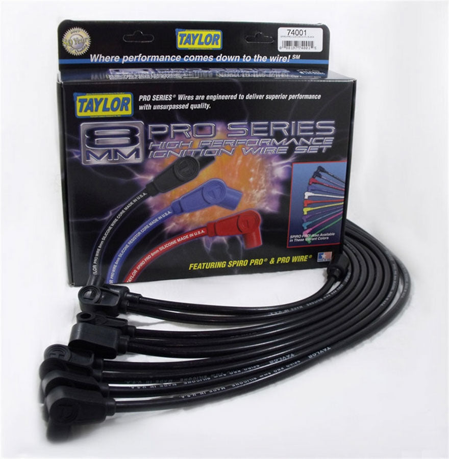 TAYLOR/VERTEX 74001 - Spiro Pro Custom 8 Cyl Plug Wire Set Black image