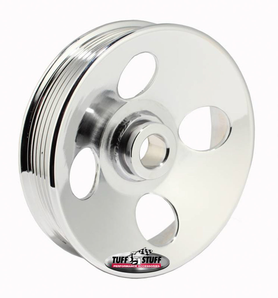 TUFF-STUFF 8487A - Type II Power Steering Pulley 6 Groove Chrome image