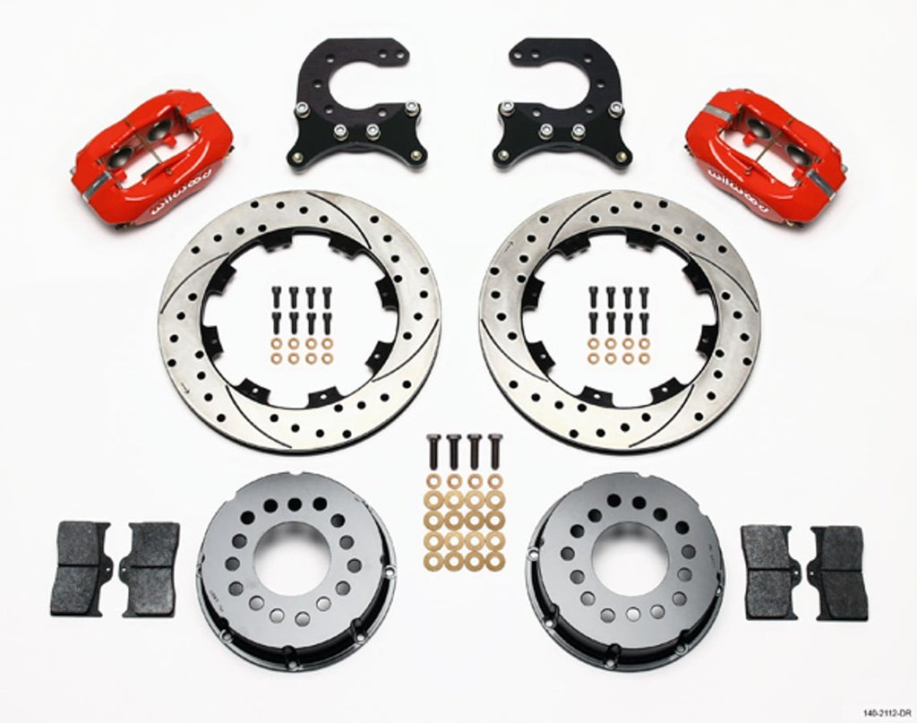 WILWOOD 140-2112-DR - Brake Kit Rear Chevy 12- Bolt Billet Caliper Red image