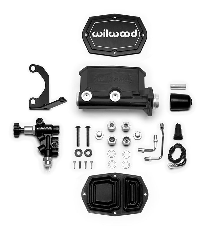 WILWOOD 261-14963-BK - Master Cylinder Tandem w / Brkt Prop Valve 1in image